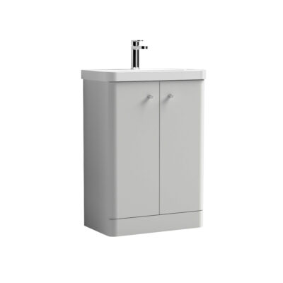 Core 600mm Floor Standing 2-Door Vanity & Basin Grey Mist