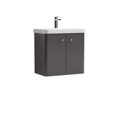 Core 600mm Wall Hung 2-Door Vanity & Basin Grey