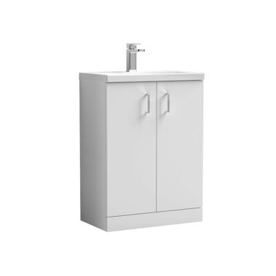 Arno 600mm Floor Standing 2-Door Vanity & Ceramic Basin White