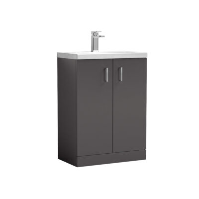 Arno 600mm Floor Standing 2-Door Vanity & Ceramic Basin GREY