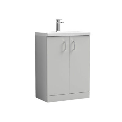 Arno 600mm Floor Standing 2-Door Vanity & Ceramic Basin Grey Mist