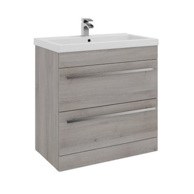 Purity 800 Floor Standing 2 Drawer Unit with Mid Depth Ceramic Basin