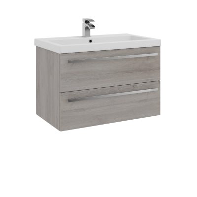 Purity 800 Wall Mounted Unit with Mid Depth Ceramic Basin Grey Ash