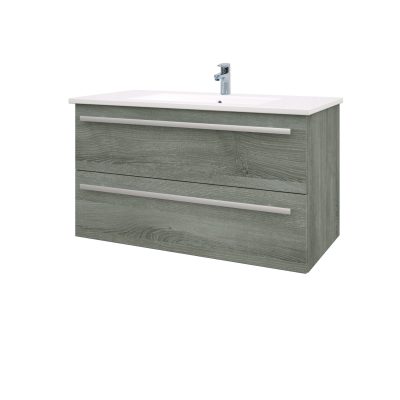 Purity 800 Wall Mounted Cabinet with Ceramic Basin Grey Ash