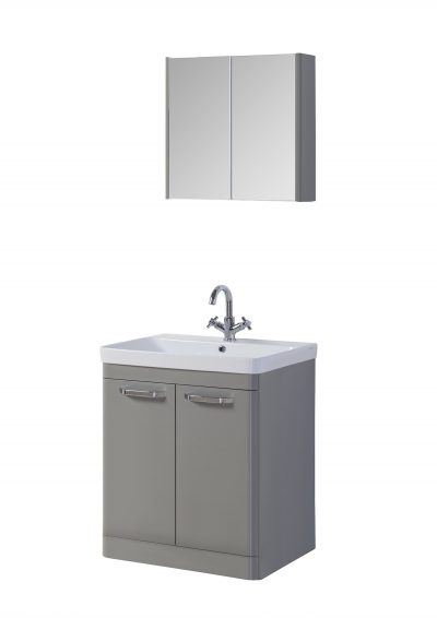 Options Bathroom Set 600 Vanity Unit and Mirror Cabinet Basalt Grey