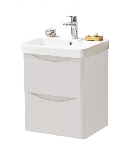 ARC 500 wall mounted 2 drawer unit and Ceramic basin CASHMERE