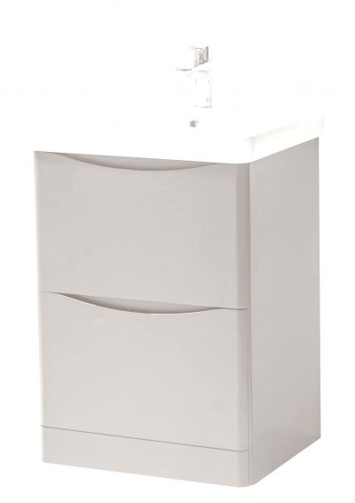 ARC 600 2 DRAWER FLOOR STANDING UNIT AND CERAMIC BASIN CASHMERE