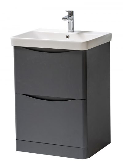 ARC 600 FLOOR STANDING 2 DRAWER UNIT AND CERAMIC BASIN MATT GRAPHITE