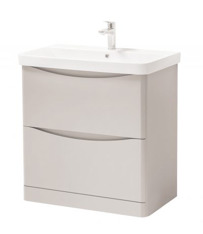 ARC 800 2 DRAWER FLOOR STANDING UNIT AND CERAMIC BASIN CASHMERE