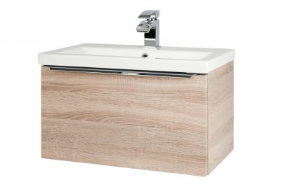 KORE 600 WALL MOUNTED DRAWER UNIT AND CERAMIC BASIN SONOMA OAK